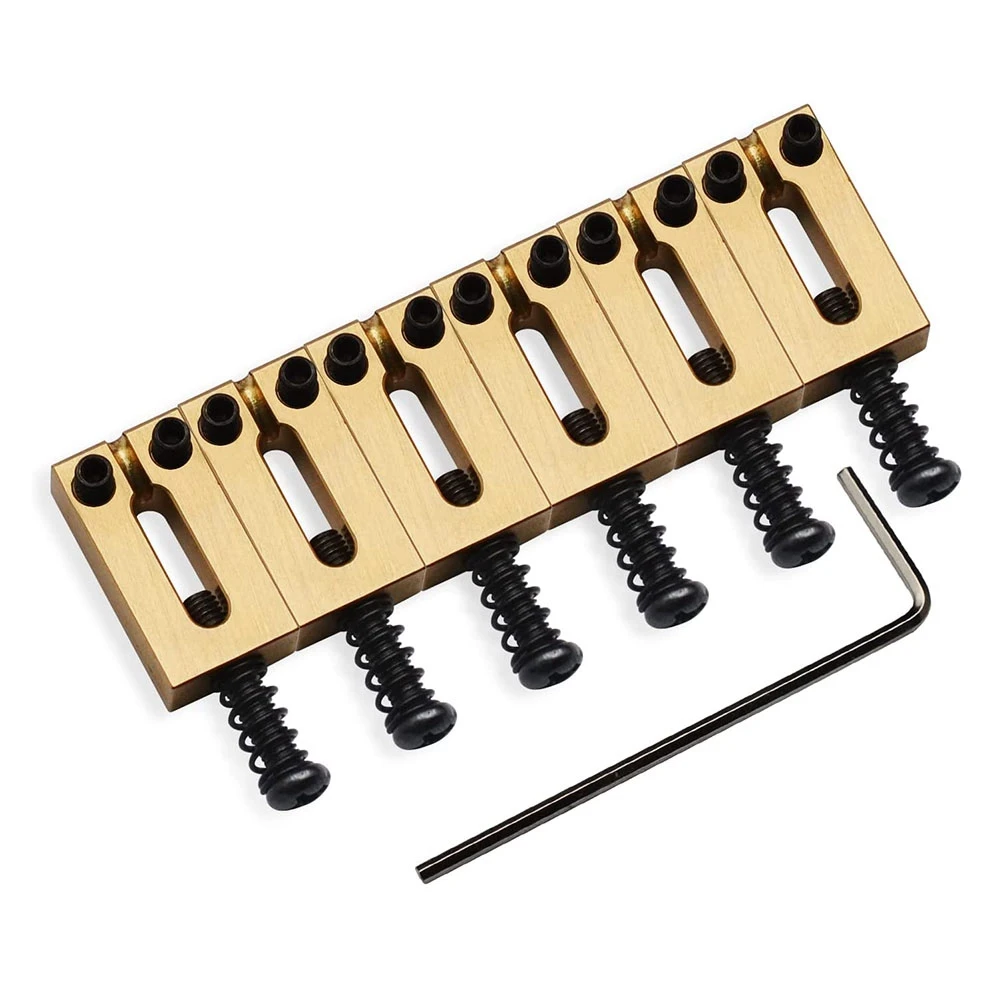 

Седло из латуни 6 шт./партия, седла для гитарного моста с плоским верхом из чистой латуни для крыла Stratocaster или Telecaster, 10,8 мм