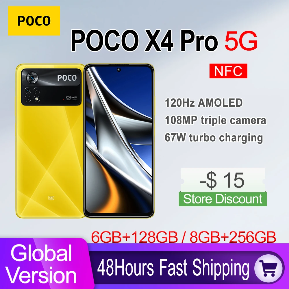 Global Version POCO X4 Pro 5G NFC Smartphone 128GB/256GB Snapdragon 695 Octa Core 108MP Camera 6.67