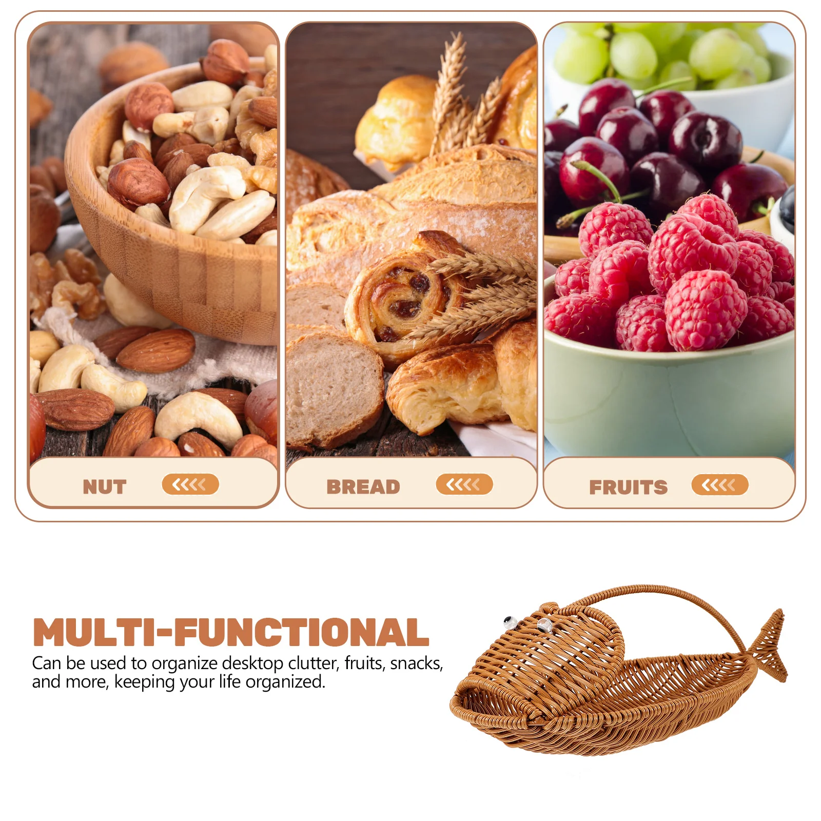 Подходитная емкость в форме рыбы настольный держатель из имитации ротанга