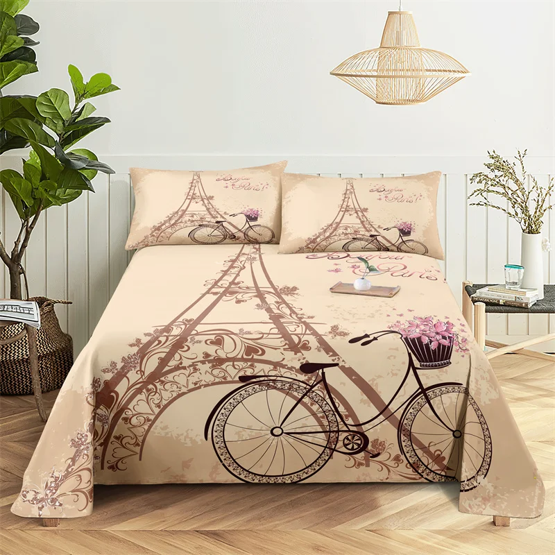 

Bedding Sets Eiffel Tower Print Bed Sheet Fashion Design Double Flat Sheet Boys Girls Bed Sheet Set Bed Sheets and Pillowcases