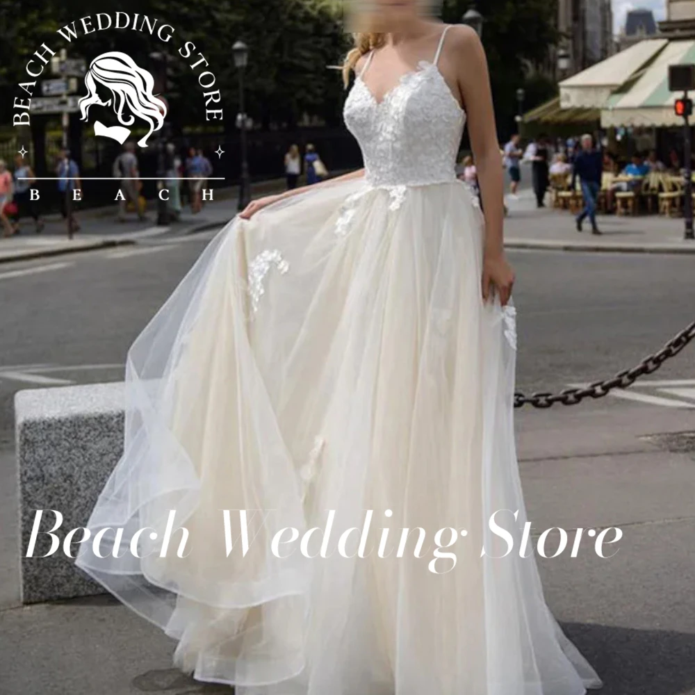 Пляжные свадебные платья цвета шампанского по индивидуальному заказу тюлевые