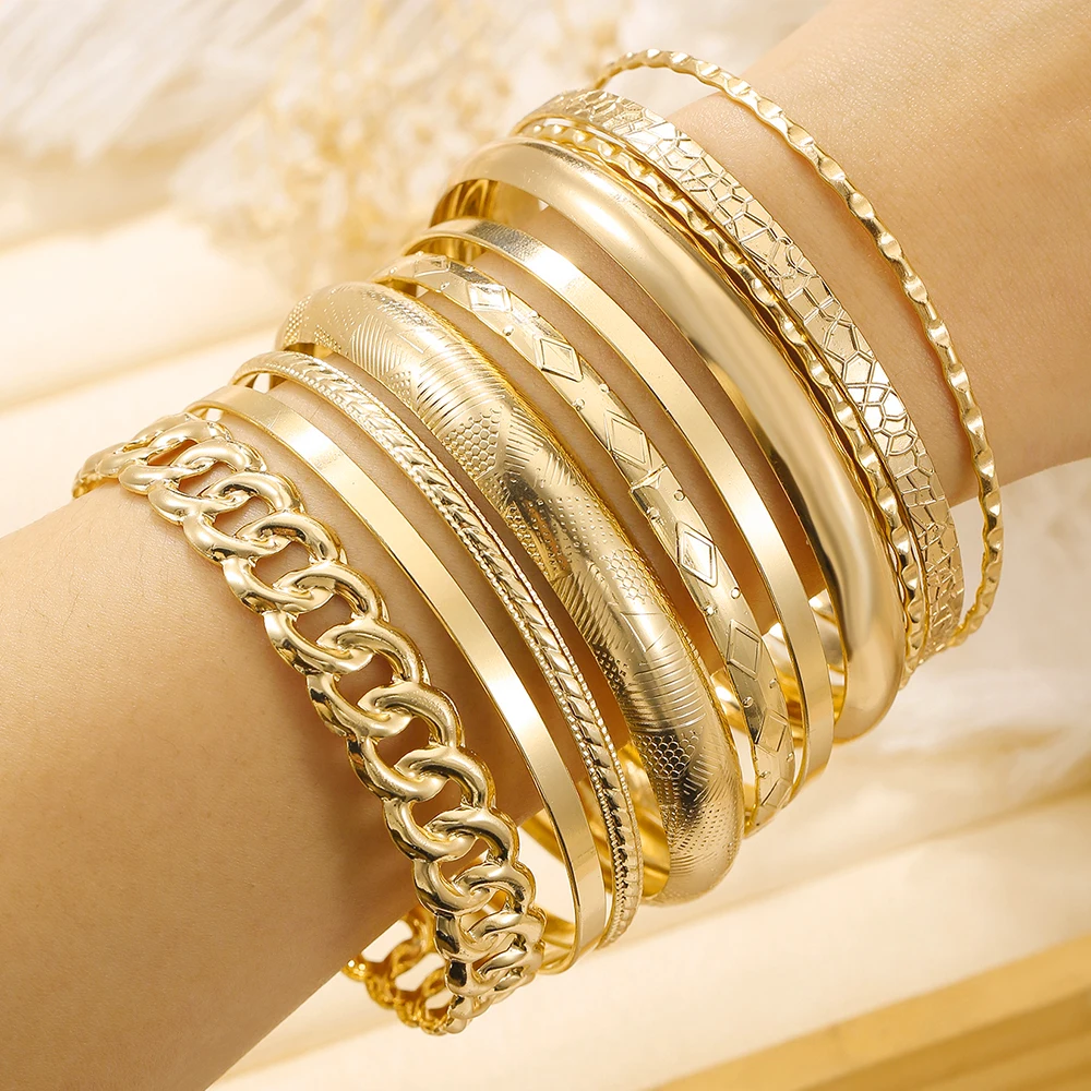 10 шт./комплект винтажные простые складные браслеты