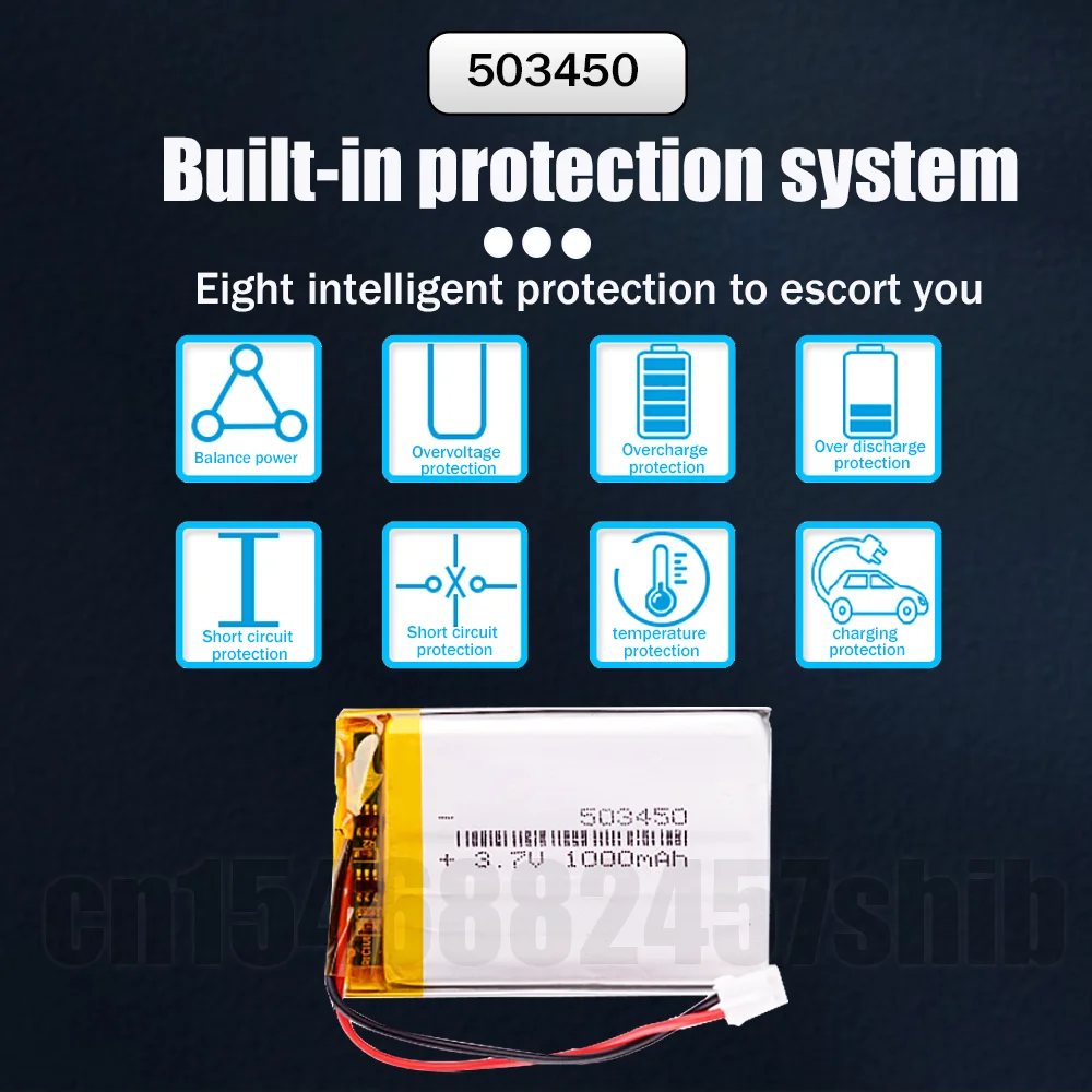 3 7 в 1000 мА · ч 503450 яркости с JST PH 523450 2pin разъемом для MP3 MP4 игрушек GPS-камеры