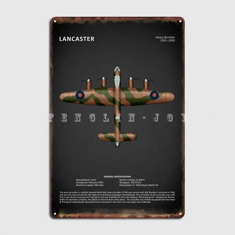 The Lancaster Bomber Metal Plaque Poster Cinema Living Room Party Create Wall Tin Sign | Plaques &amp Signs