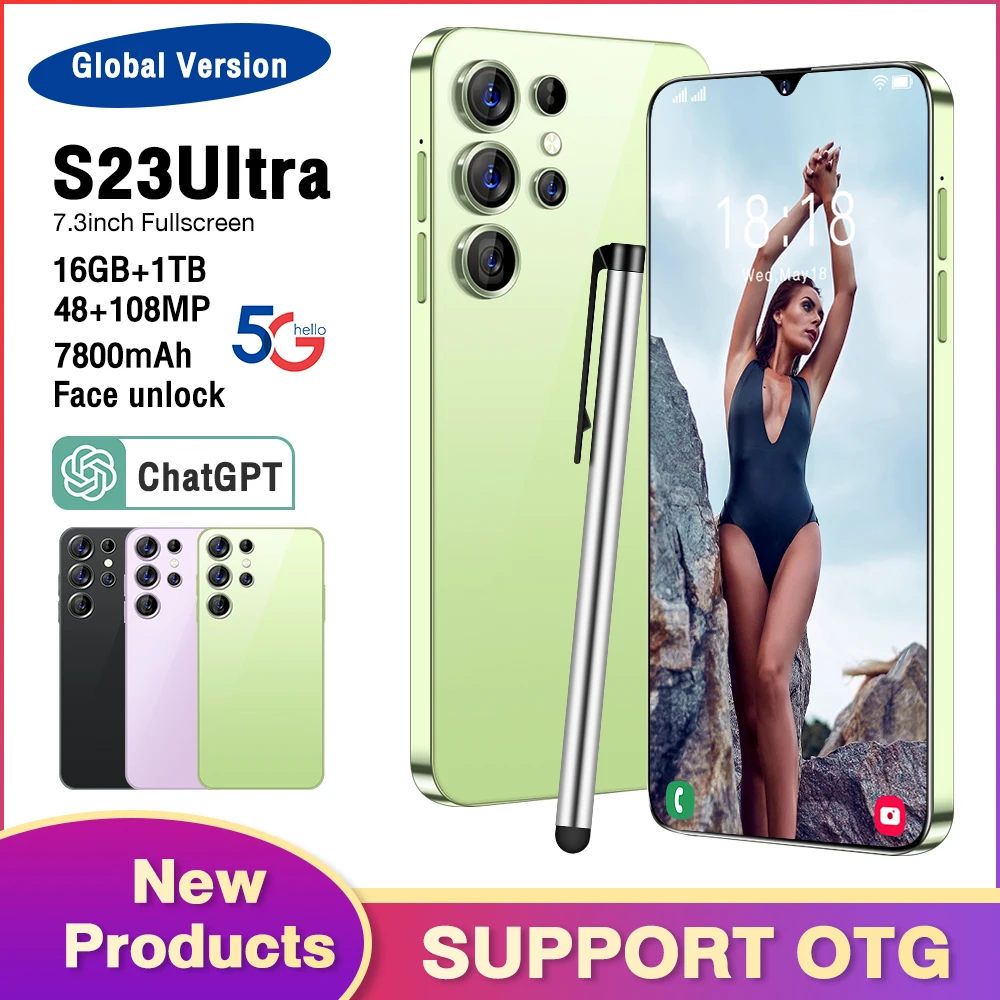 

Смартфон S23 Ultra, оригинальный, 7,3 дюйма, 16 ГБ + 1 ТБ, разблокированные мобильные телефоны, 6800 мАч, 4G/телефон, сотовый телефон Android, 48 + 72 МП