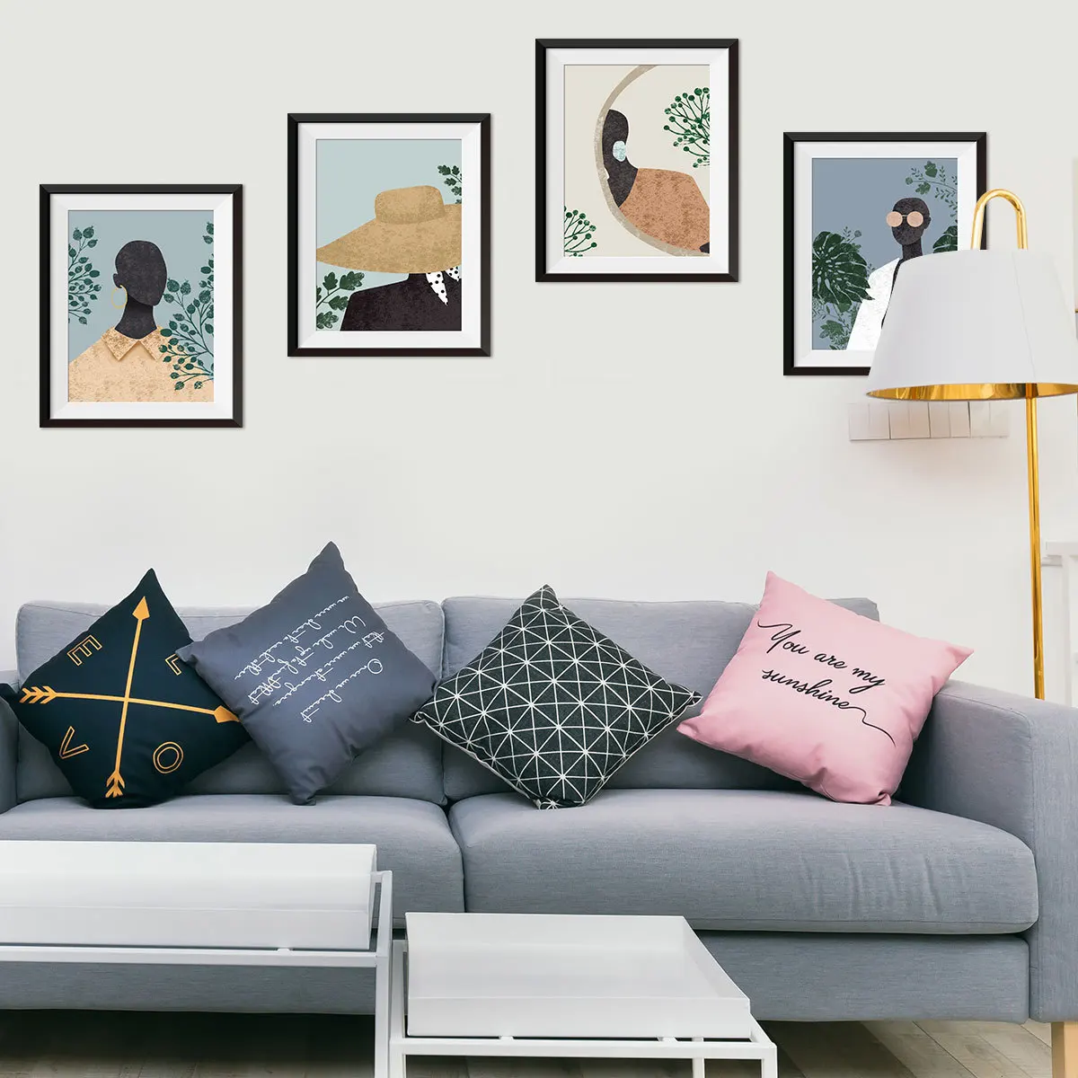 

3D three-dimensional fake photo frame 4 couplet painting wall stickers living room decoration wall stickers