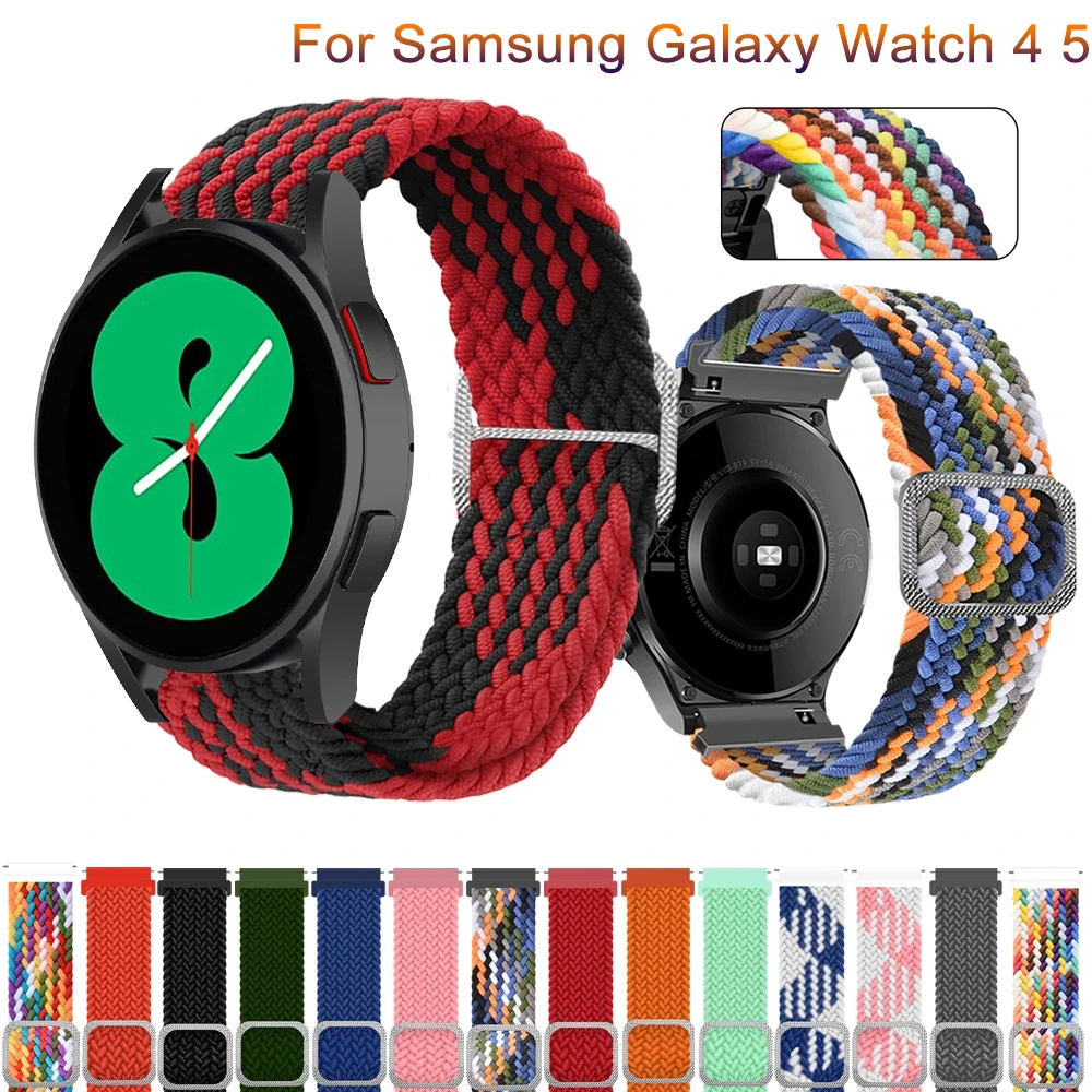 

Nylon Straps For Samsung Galaxy Watch 4 44mm 40mm 4 classic 46mm Braided solo loop correa Bracelet Galaxy 5/5 Pro 45mm strap new