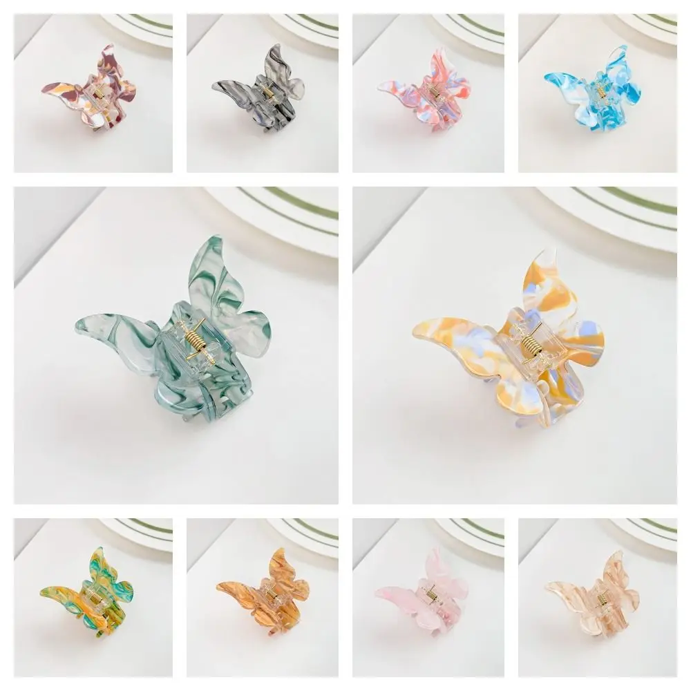 Корейский стиль ацетатная бабочка коготь для волос красочный акриловый