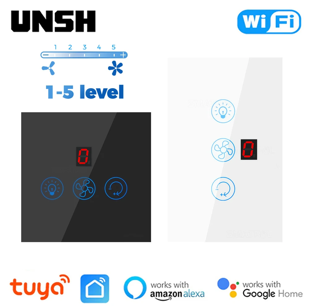 

Умный Wi-Fi вентилятор Tuya, выключатель для потолочного вентилятора Европейского/американского стандарта, дистанционное управление, работает...