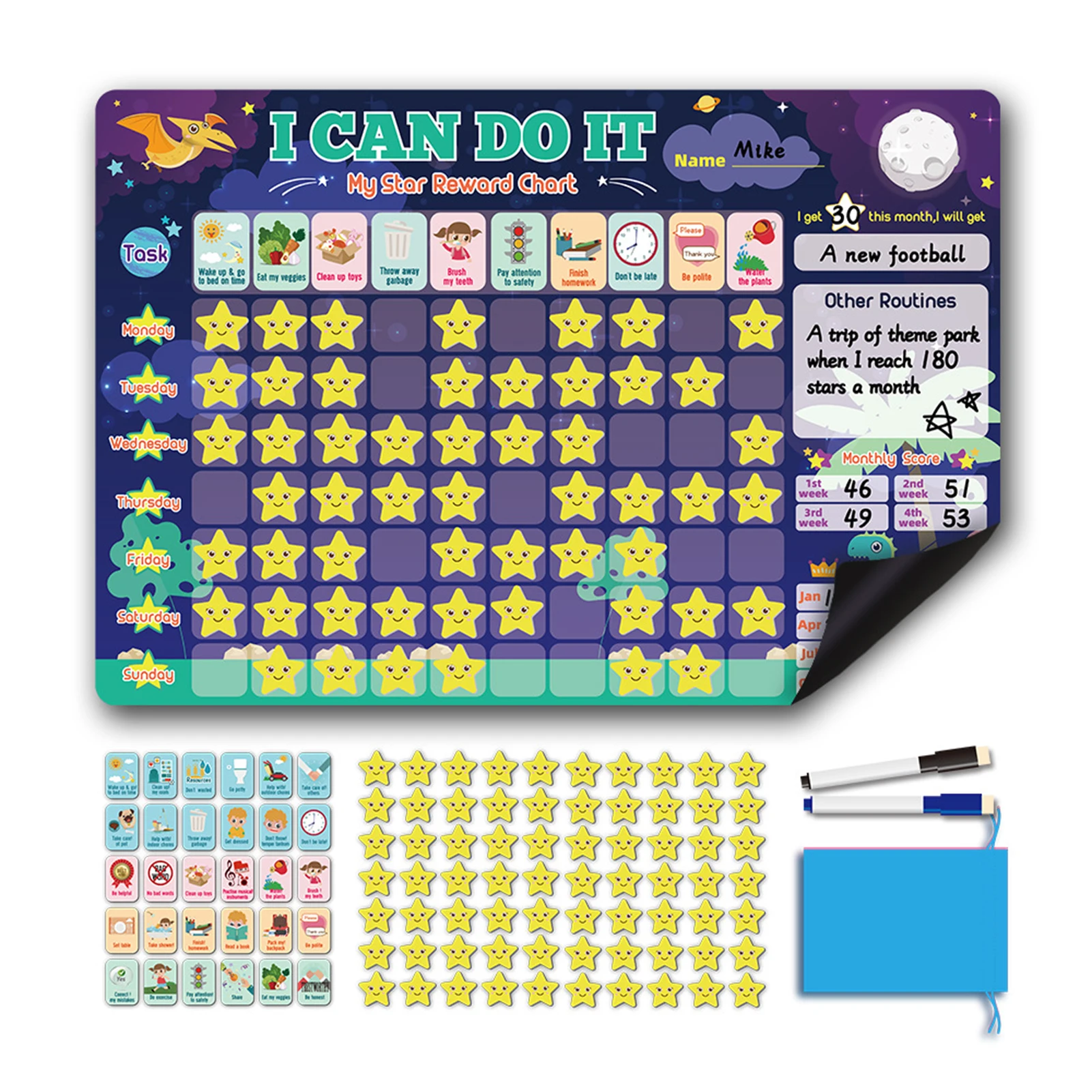 

Creative Reusable Kids Magnetic Rewards Chart Weekly Planner Behavior Educational Toy Responsibility Chore Kids Schedule