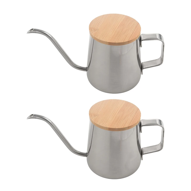 

2X,350Ml Long Narrow Spout Coffee Pot Gooseneck Kettle Stainless Steel Hand Drip Kettle Pour Over Coffee
