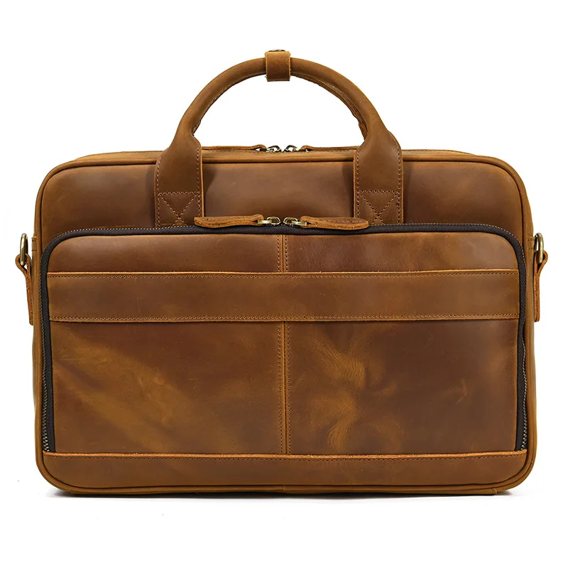 Retro Crazy Horse leather briefcase14Men's leather briefcase