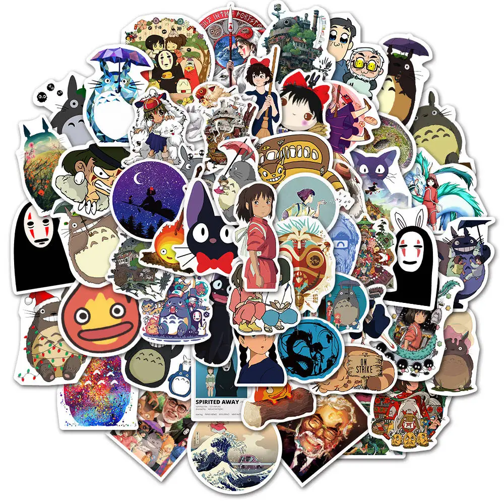 

10/50/100Pcs Miyazaki Hayao Anime Stickers Totoro Spirited Away Cartoon Stickers for Luggage Laptop Skateboard Sticker