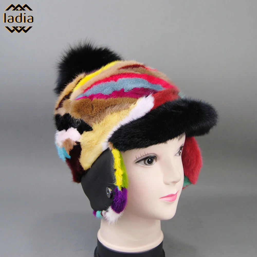 Новинка женская теплая бейсбольная кепка с козырьком и наушниками защитой от