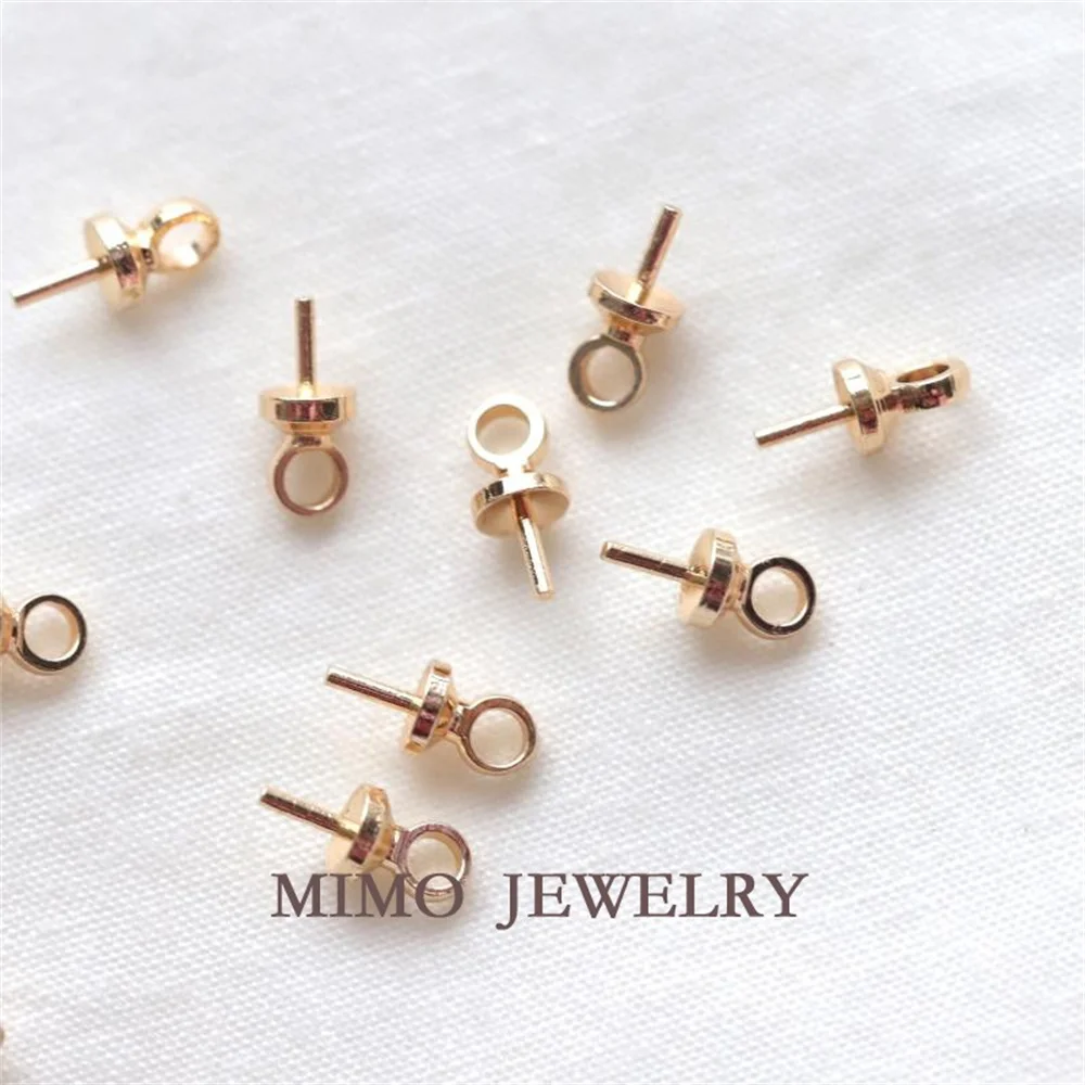 

MIMO JEWELRY Copper plated real gold with ring bead holder pendant holder pearl ring pendant head DIY jewelry accessories