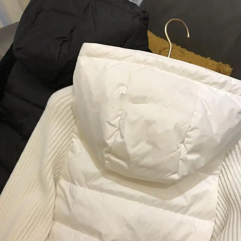 S-5XL High Quality Autumn and Winter Women's Knit Down Long Sleeve Coat Warm Hooded Drawstring Jacket