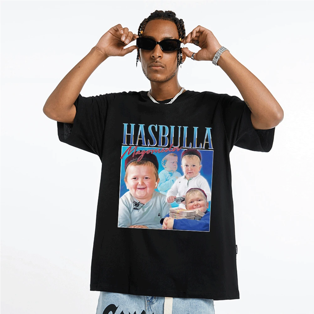 

Футболка Hasbulla Magomedov для мужчин и женщин, хлопковая рубашка с короткими рукавами, с изображением русского блогера и хасбульлы для боев, лето