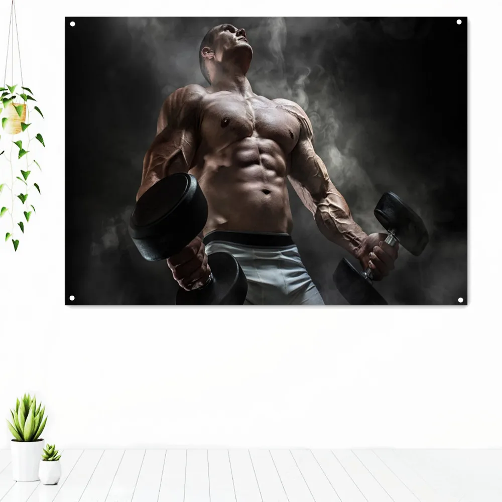 

Workout Wallpaper Tapestry Inspirational Sports Exercise Poster Wall Art Decorative Banner Flag Canvas Painting Gym Decoration