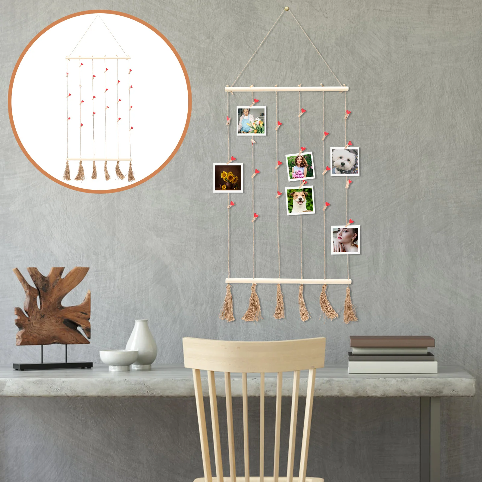 

Collage Picture Display Hanging Pictures Clips Photo Wall Decor Woodsy Holder Organizer Frames Home Decoration Wire