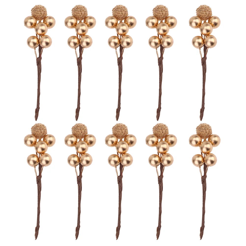 

Berry Stems Christmas Berries Artificial Tree Branches Picks Holly Golden Flower Fakedecorations Garland Pick Decor Supplies