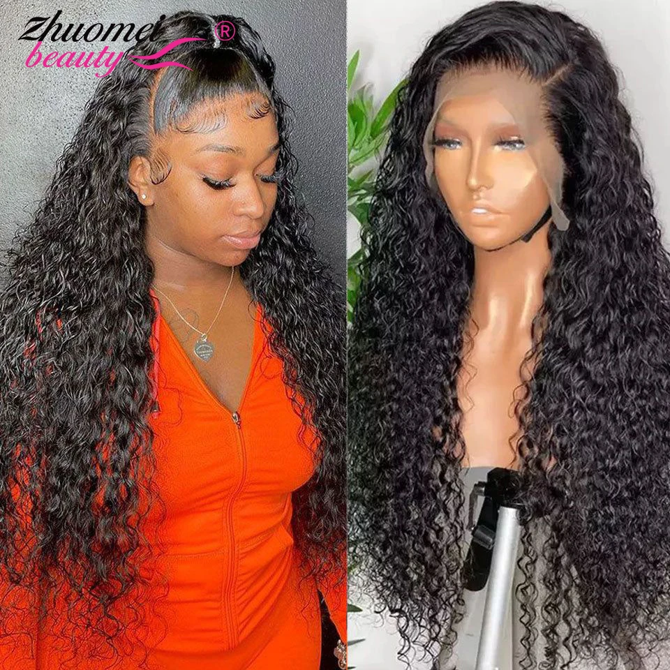 13x4 HD Water Wave Lace Front Wigs For Women Pre Plucked With Baby Hair Brazilian Curly Human Hair Wigs Deep Wave Frontal Wigs