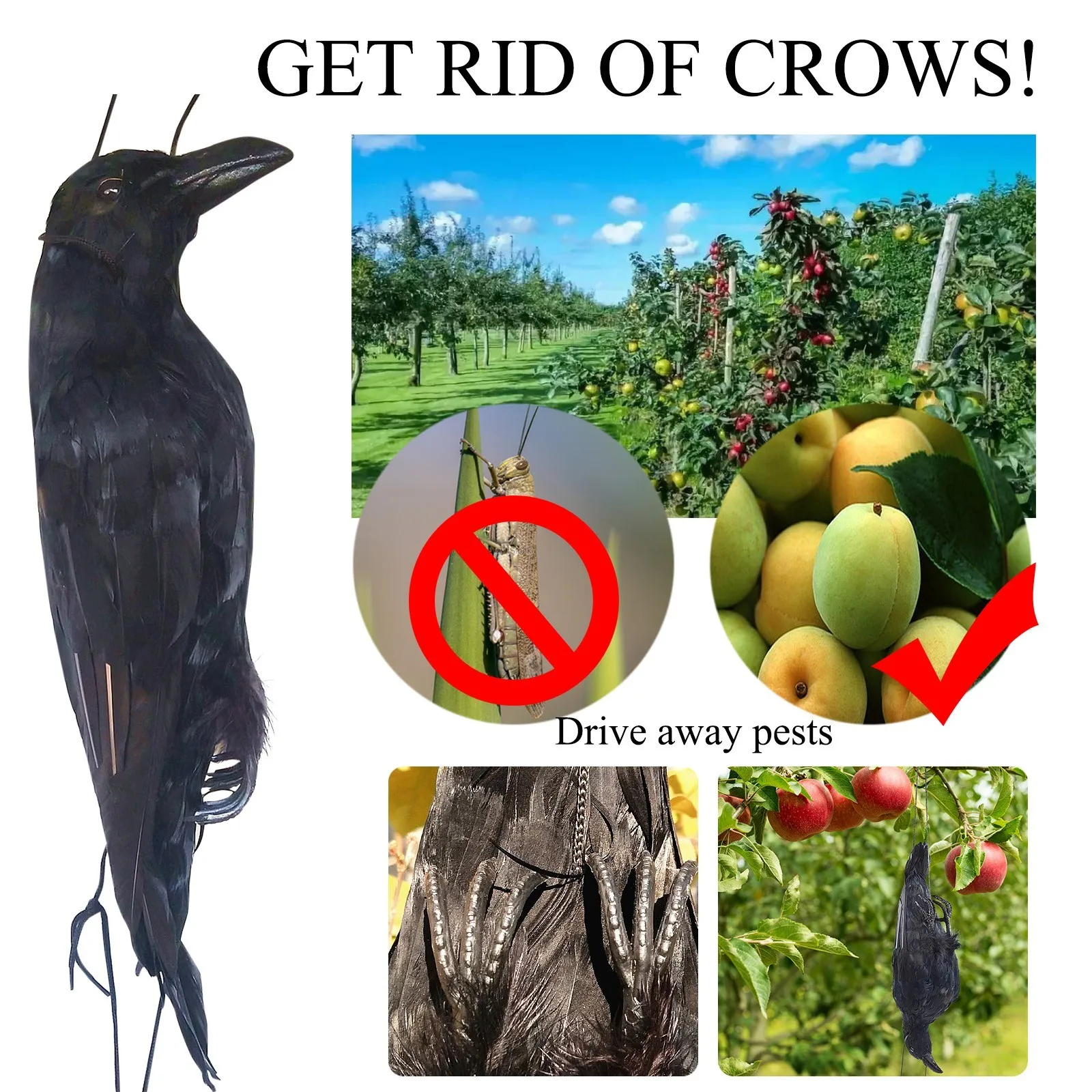 

Artificial Crow Simulation Black Crow Animal Model Black Bird Raven Prop Scary Decoration For Garden Halloween Party Supplies
