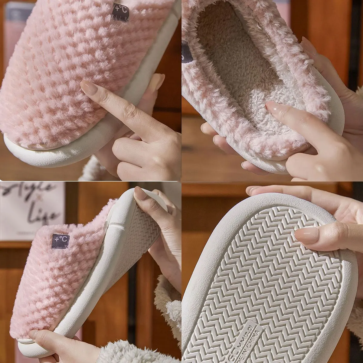 Mo Dou зимне-осенние женские хлопковые тапочки домашние теплые плюшевые мужские