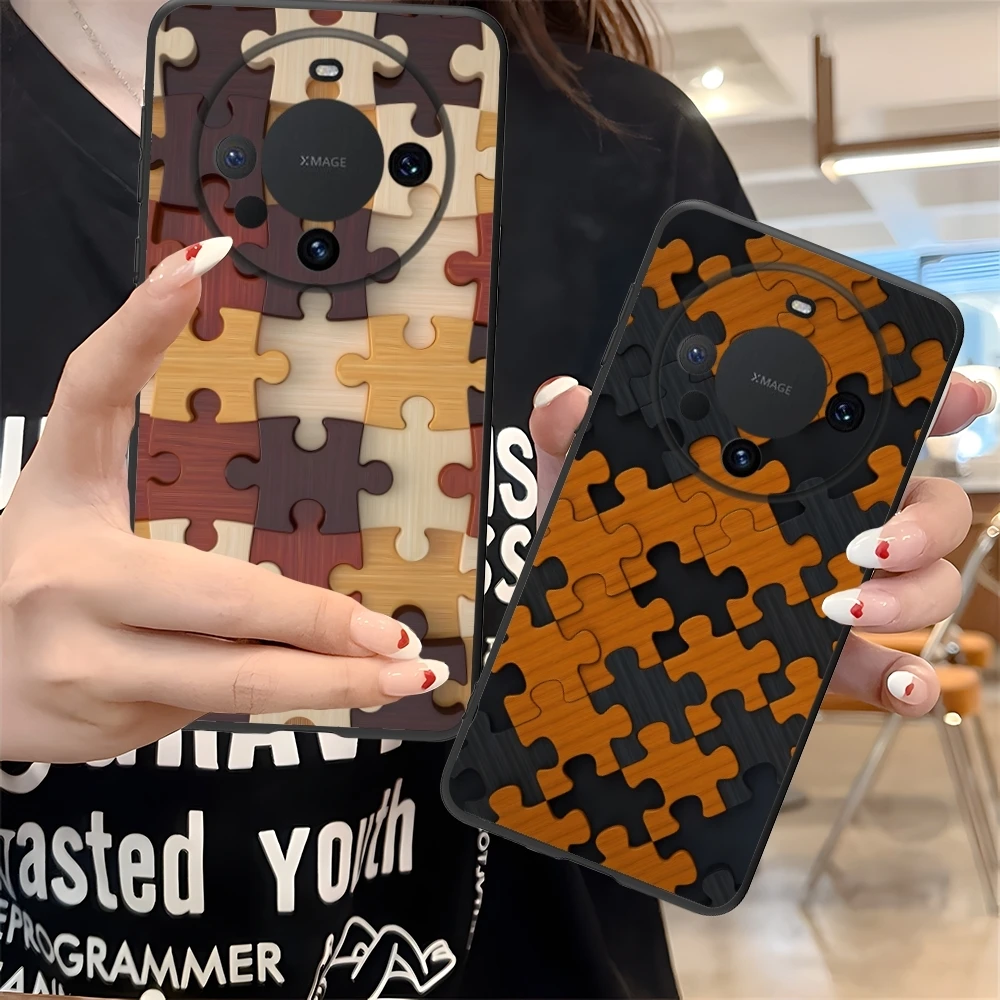 Чехол для мобильного телефона Puzzle Pretty Fashion Huawei Mate 60 50 40 30 20 10 Pro Plus Lite E 5G черный