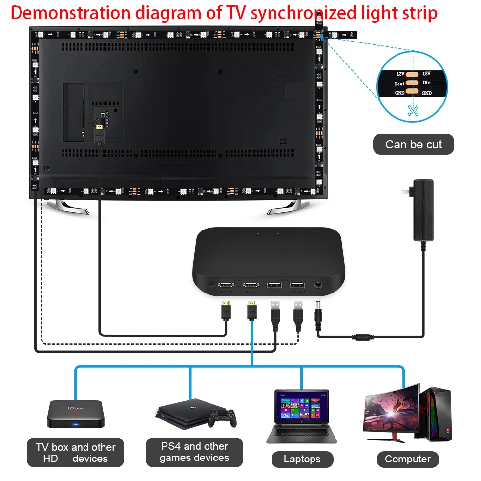 Светодиодная лента для синхронизации ТВ ПК USB RGB |