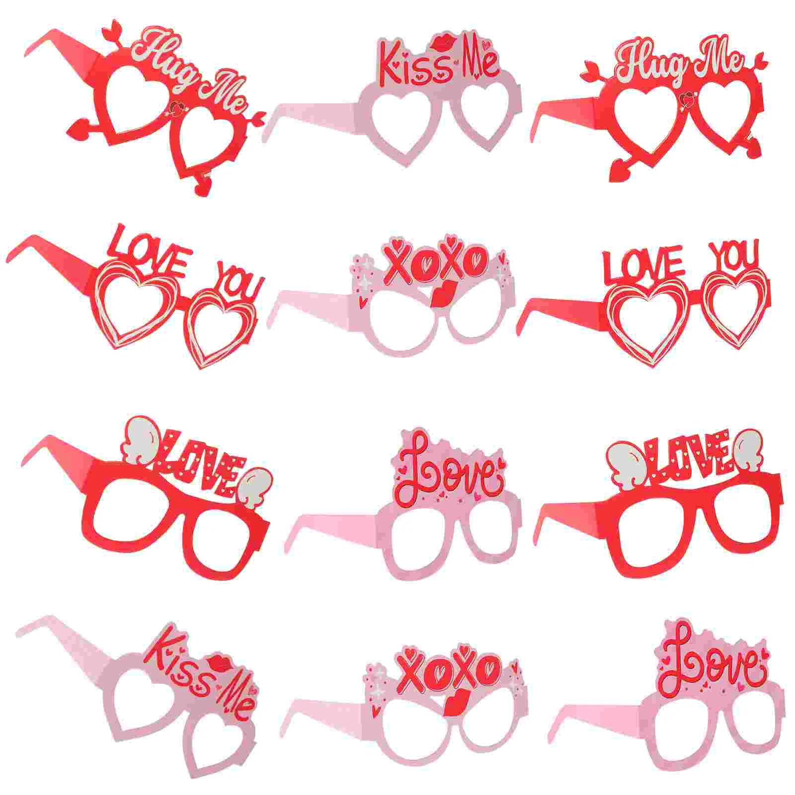 

12 Pcs Decor Valentine's Day Paper Glasses Womens Eyeglasses Fun Party Adults Valentines Cool Teens Bride