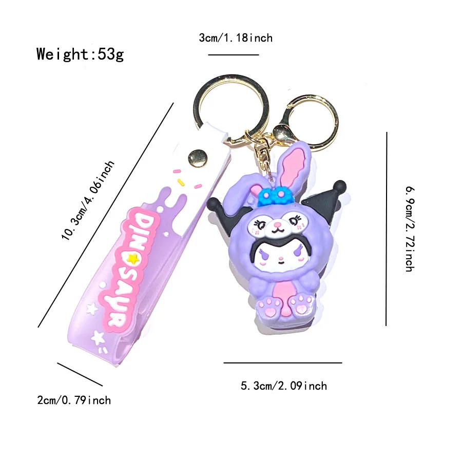 Силиконовый брелок Sanrio Kuromi модный 3D-брелок в стиле панк для рюкзака подвесные