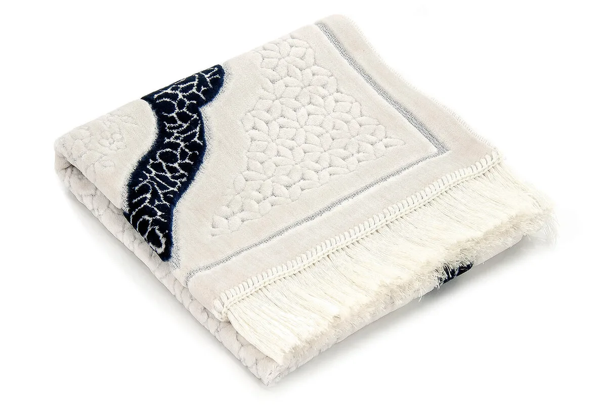 Iqrah Lux extra kadife silvery prayer rug-navy blue Muslim sets