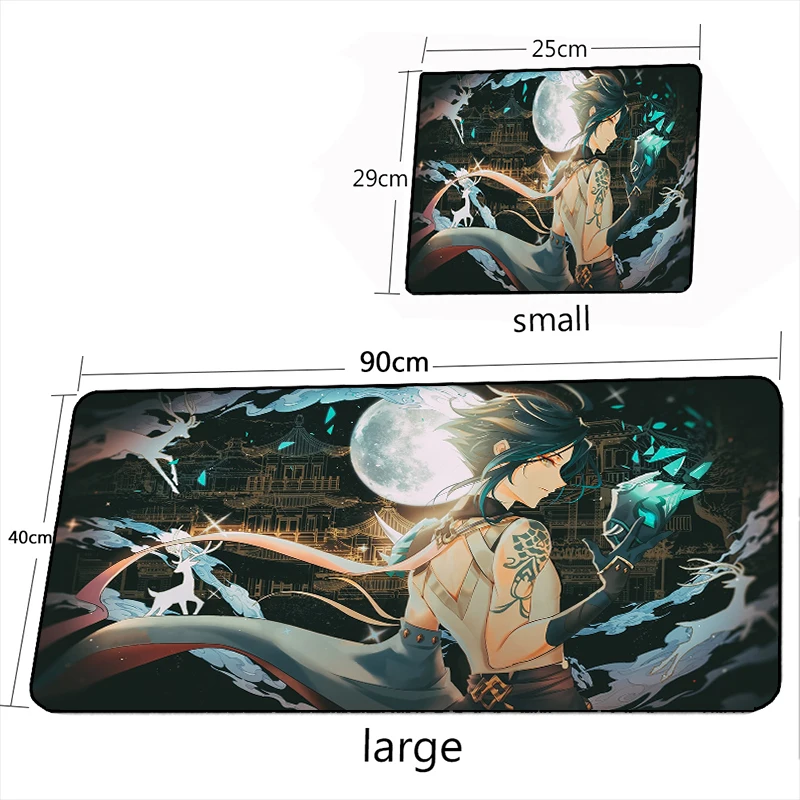 mrglzy 400900mm xxl genshin impact xiao mouse pad gamer anime large desk mat computer gaming peripheral accessories mousepads free global shipping