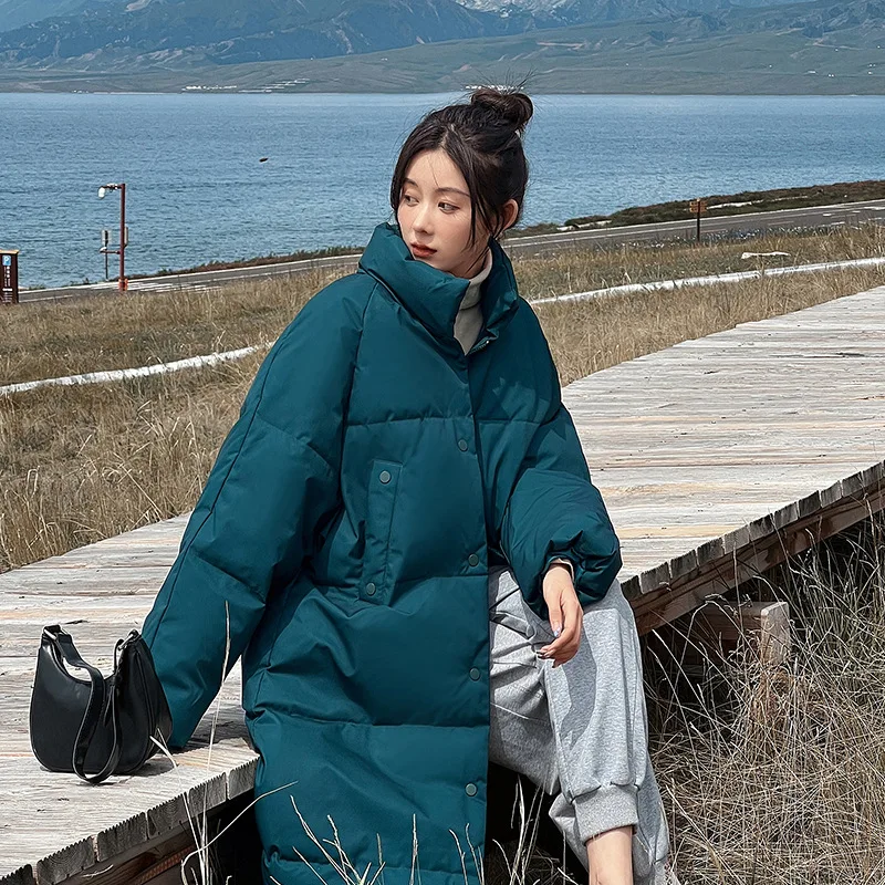 

Winter Coat Women 2022 Parkas Solid Color Mid-length Padded Jacket Women's Fashion Korean Bread Jacket Loose Thickened Coat