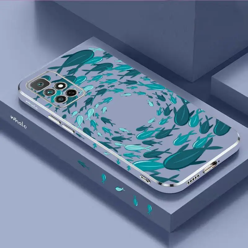 Fish Gather Luxury Plating Phone Case For Xiaomi Redmi 10 10A 12C 9 10C 9T 9A A1 9C Cover