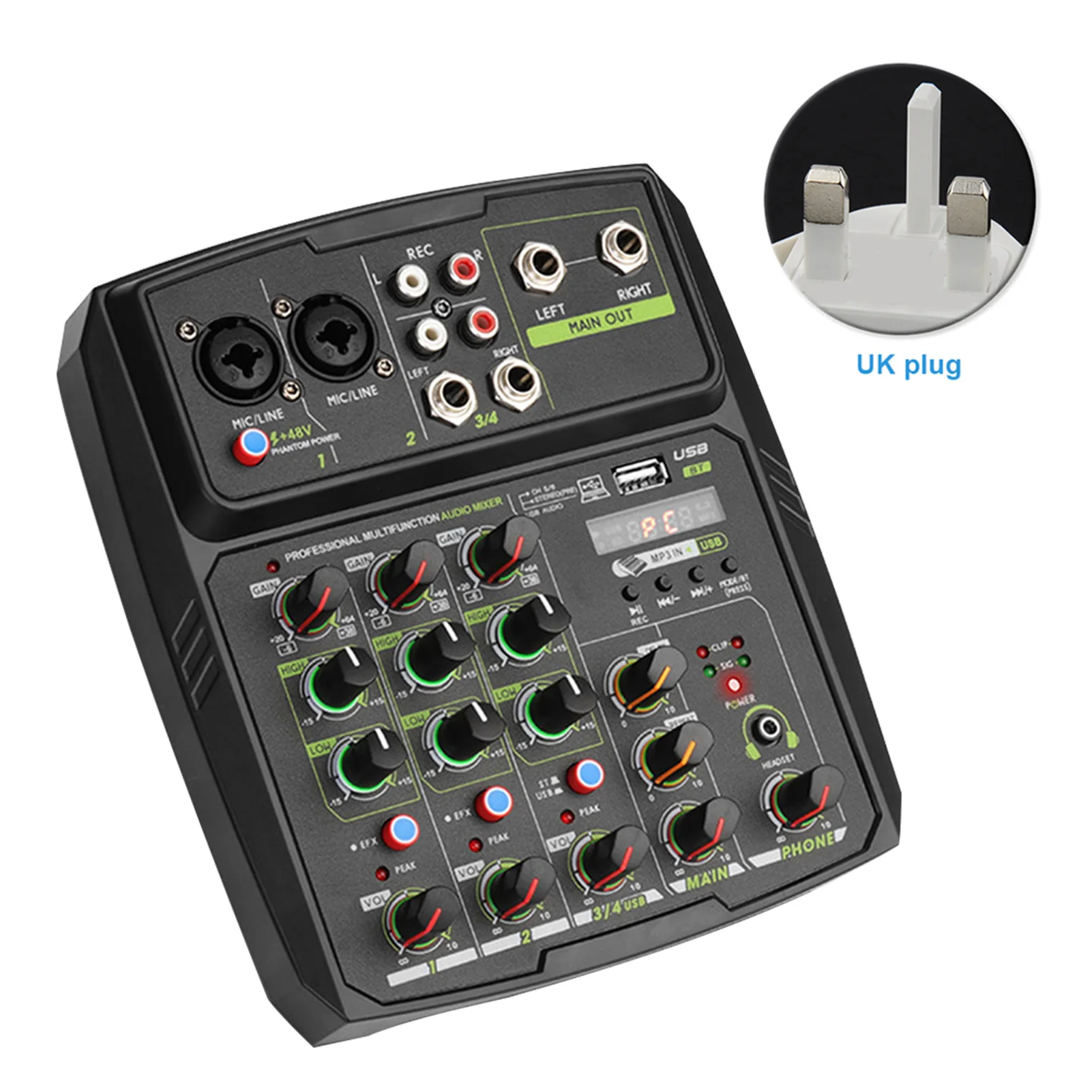 

4 Channels Home Mixing Console Computer Mini Music Recording USB Stereo With Sound Card Professional Party Audio Mixer