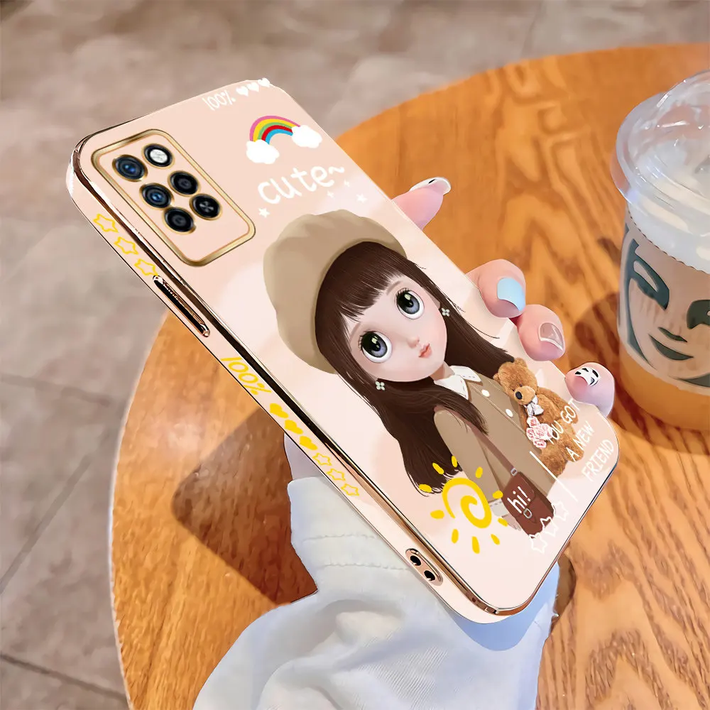 Чехол для Infinix Note 10 Pro NFC 8 8i 7 Lite Роскошный чехол из мягкого ТПУ с рисунком девушек