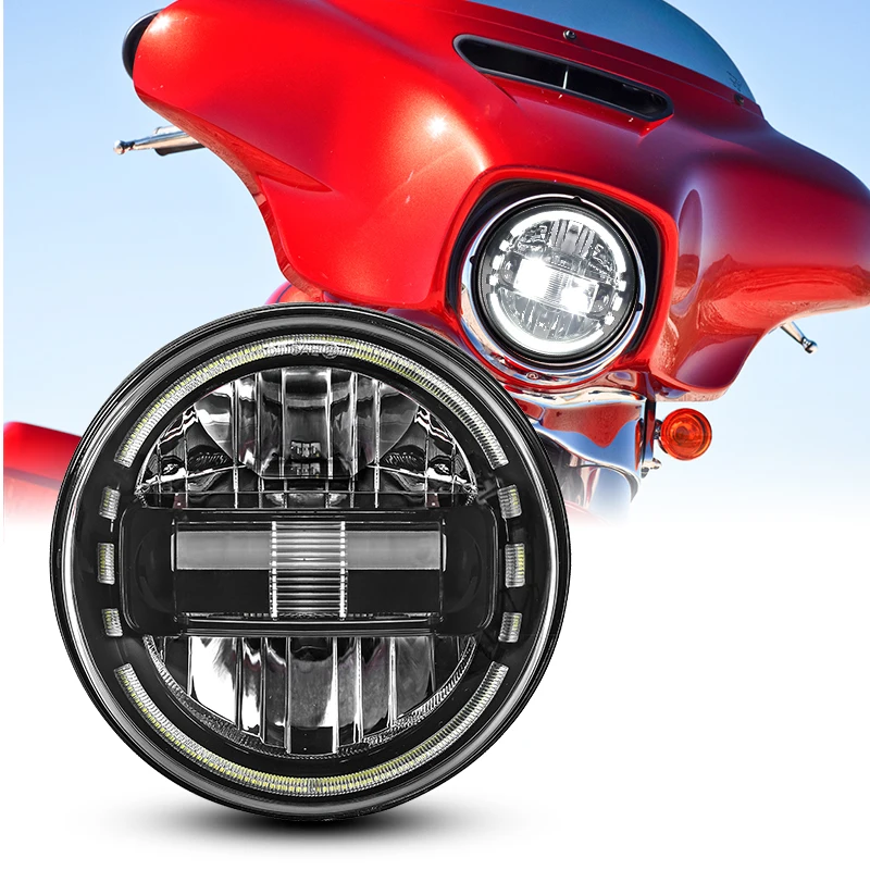 

7" Black LED Projector Headlight Far Near Beam Halo Ring Amber Angel Eye For Harley JEEP Niva Motorcycle Lada Offroad 4x4 UAZ