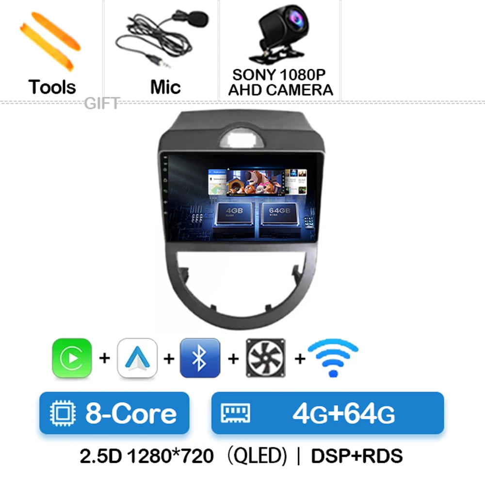 

Автомагнитола на Android 14 для Kia Soul AM 2007 - 2011 с GPS Навигатором, автомобильный мультимедийный стерео видеоплеер, 2din DVD Carplay Авто QLED