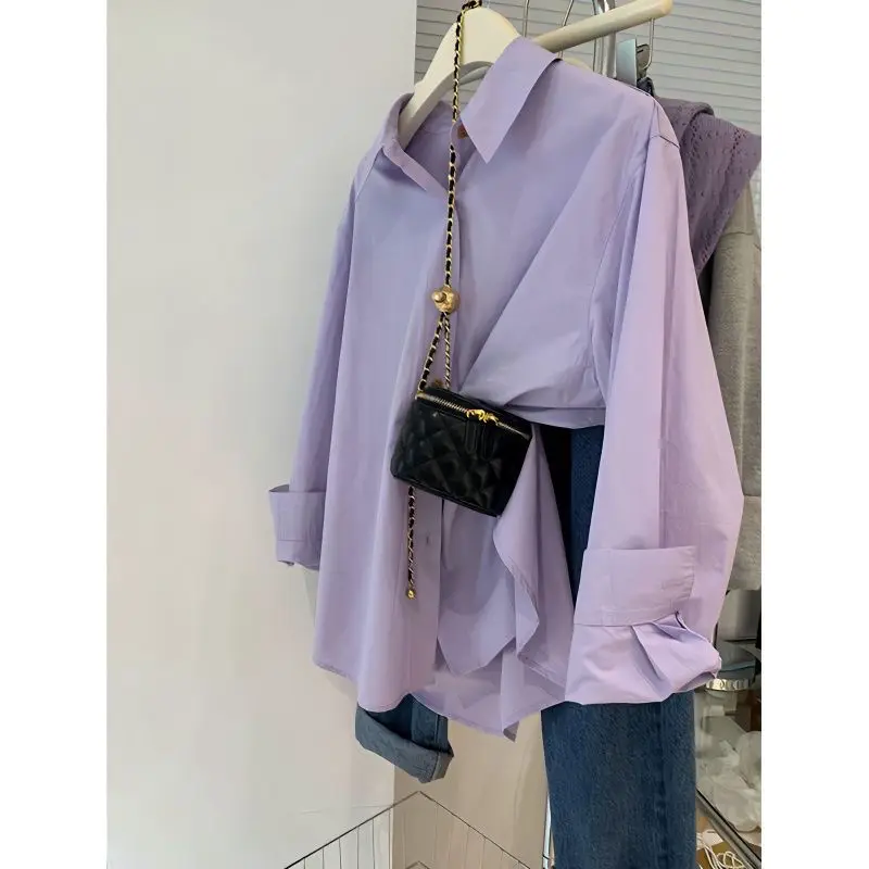 Retro Hong Kong Sle Cotton Loose Shirts Women Spring and Autumn New French sle Design Sense Sun Protection Shirt Ou...