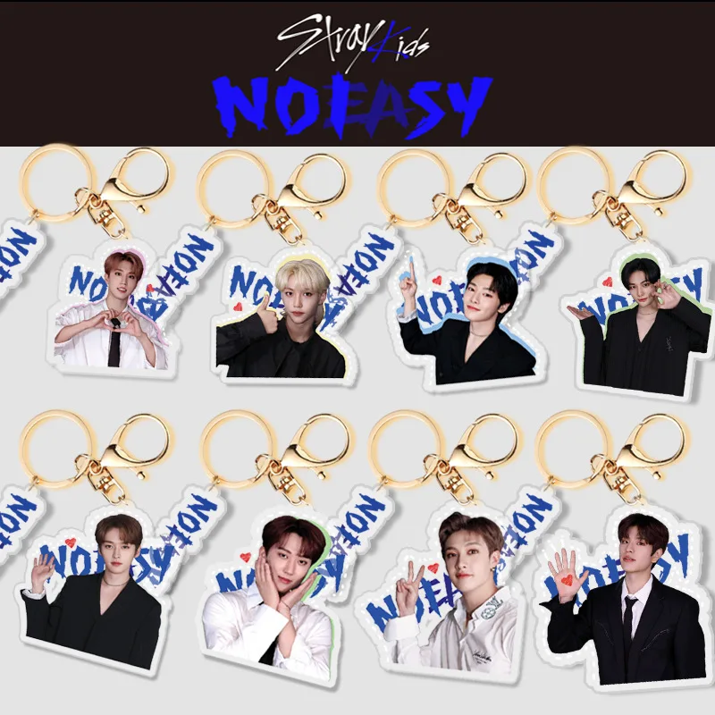 

KPOP Stray Kids NOEASY acrylic cartoon doll key ring key chain exquisite backpack pendant double-sided key chain Gift Felix I.N