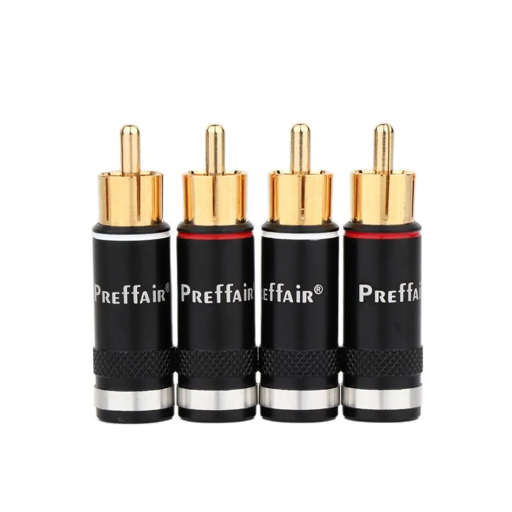 

4pcs High Performance RCA Plug R1764 24K Gold Plated RCA Connector Audiophile Plug Audio Phono RCA plug for Hifi Cable