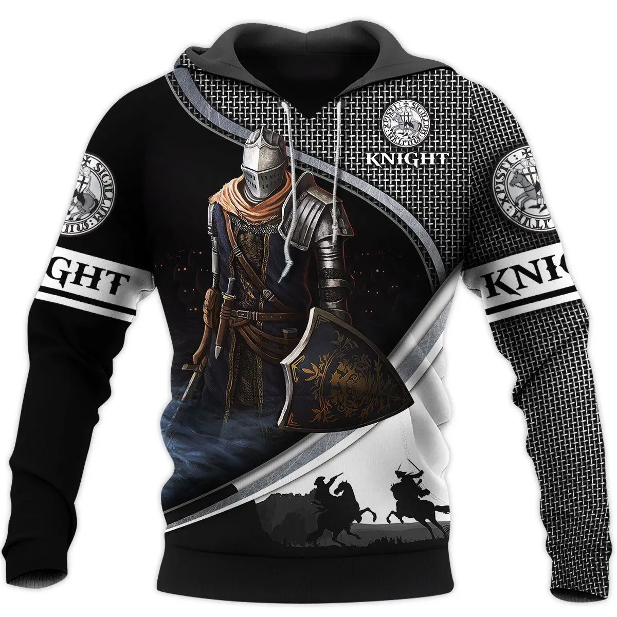 

The Latest Men's Fashion Hoodie Casual Daily Sweatshirt Personality Pullover Knights Templar 3D Printing Hoodie