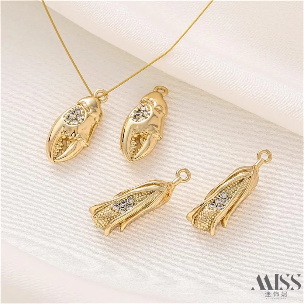 Кулон в форме краба из циркония с золотым покрытием 14 к