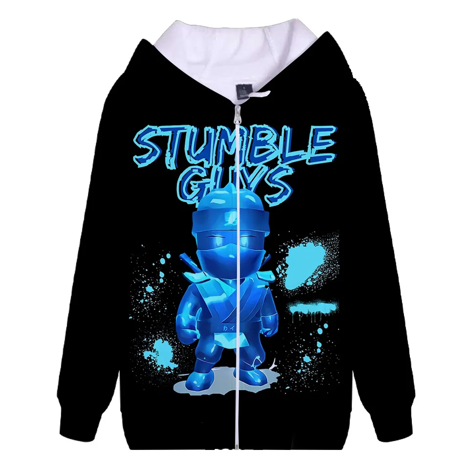 

2023 New Stumble Guys Collision Party Zipper Hooded Loose Casual Jacket Adult Children's Long-sleeved Sweatshirt Plus Fleece