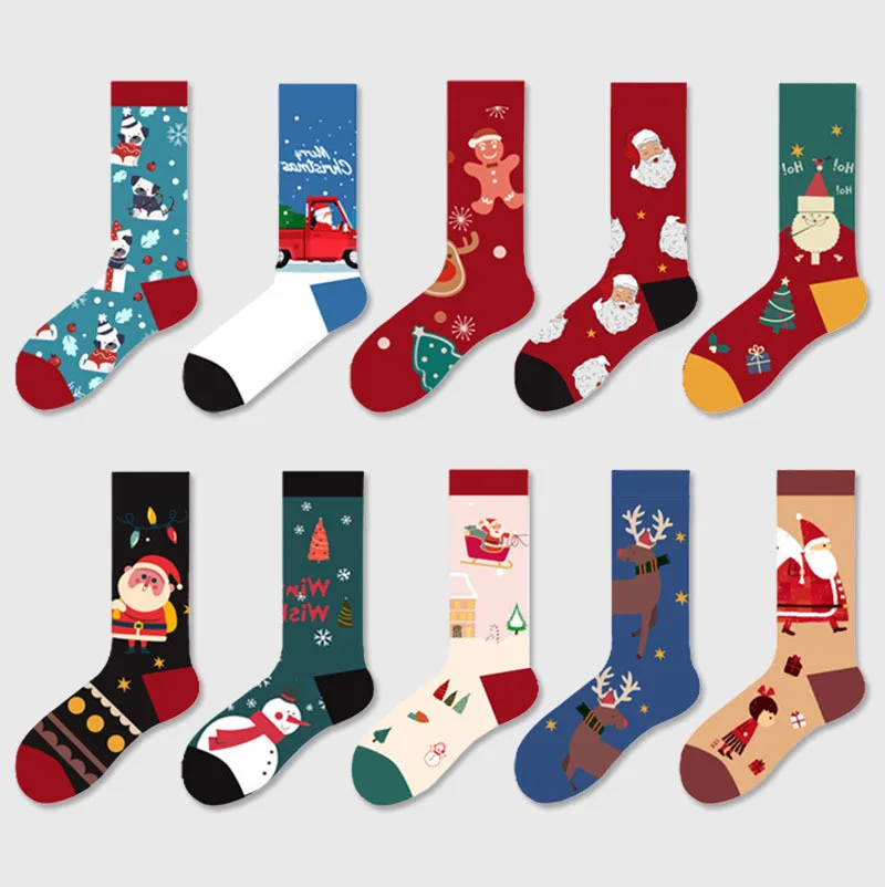 

1 lot=20 pairs Children cartoon christmas gift socks, street sports trend, lovers, medium tube cotton socks, INS style PW228202
