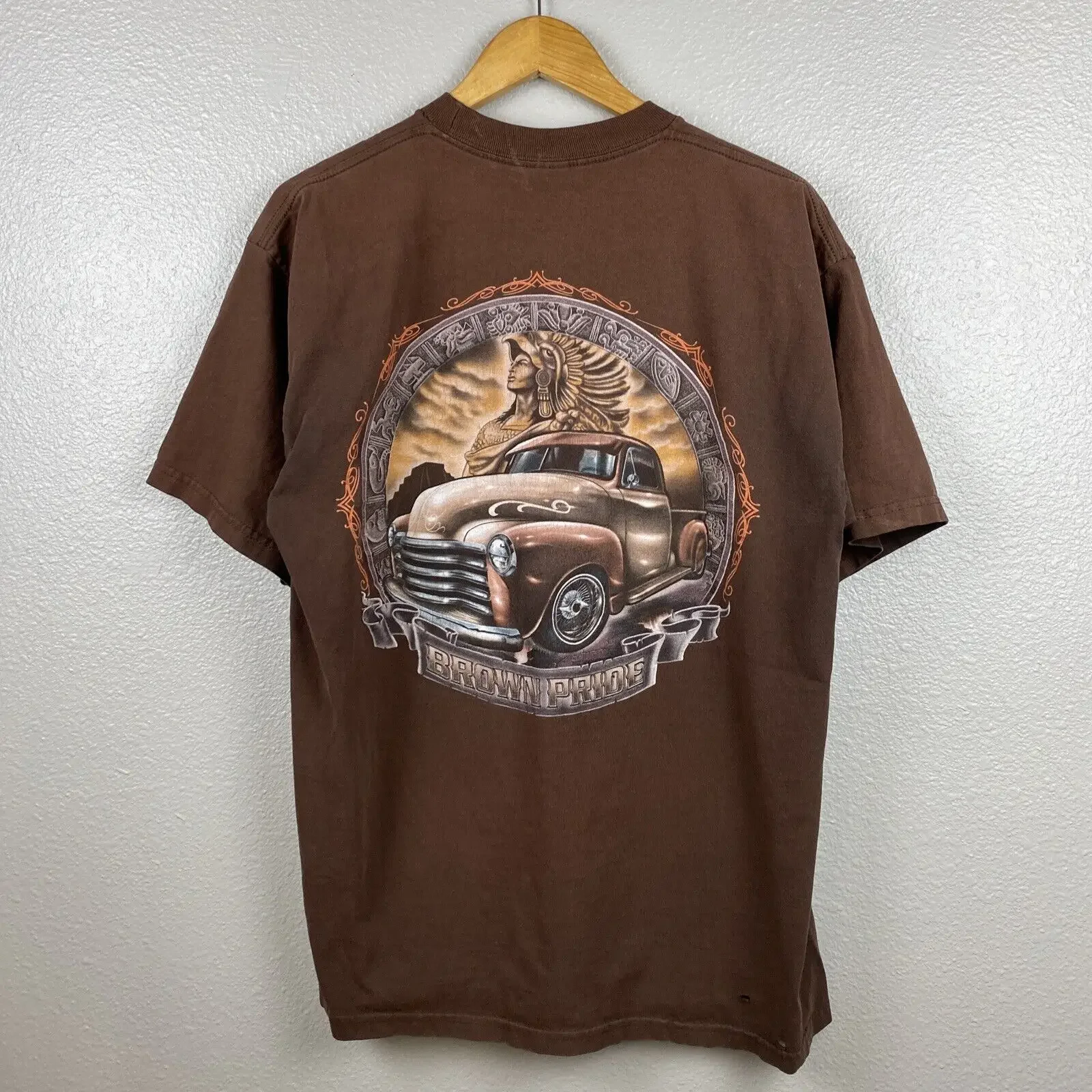 Винтажная рубашка Chicano Old School Low Rider 90-х годов коричневая Pride Faded размер Xl