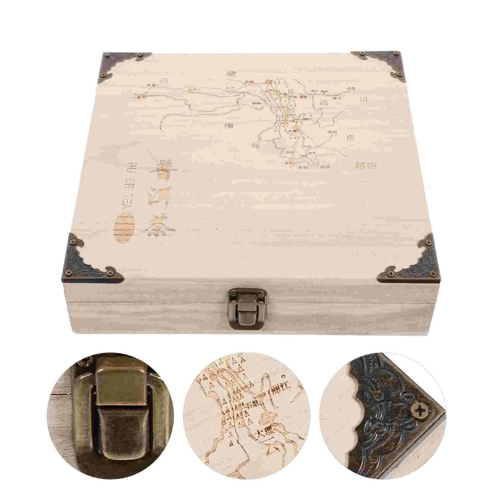 

Gift Wrap Boxes Tea Storage Holder Tray Cake Organizer Wood Wrapping Wooden Pu'er