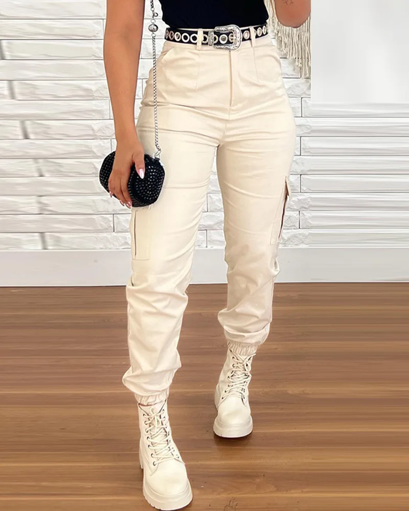 

2023 New Women's Solid Color Pants Fashion Feet Pocket Casual Pants for Women