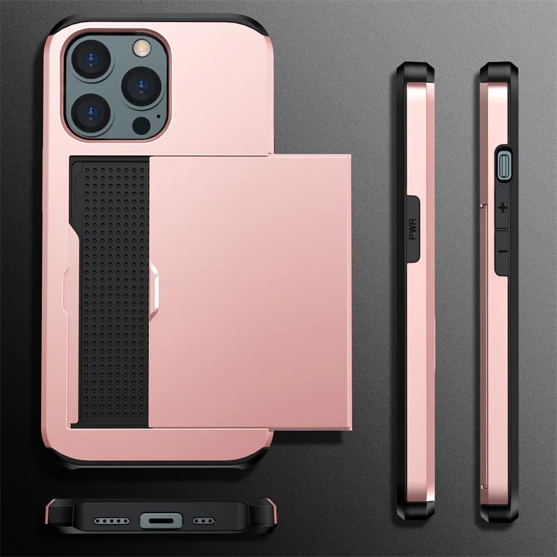 Card Slot Cell Phone Case for Iphone 11 12 13 Pro Max Smartphone Accessories Smart Phone Back Cover Shockproof Card Bag Cases
